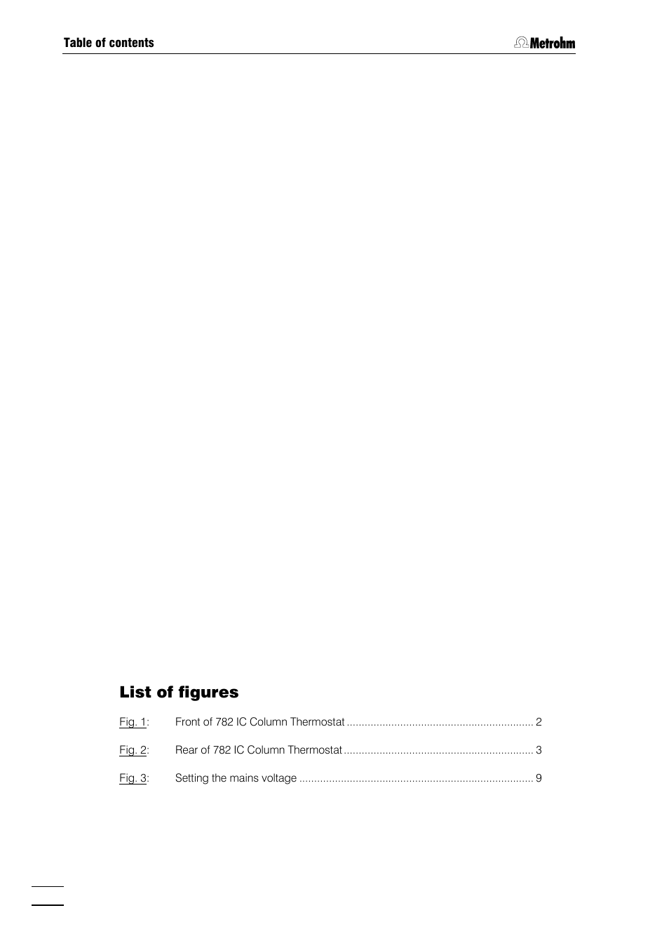 List of figures | Metrohm 782 IC Column Thermostat User Manual | Page 3 / 25