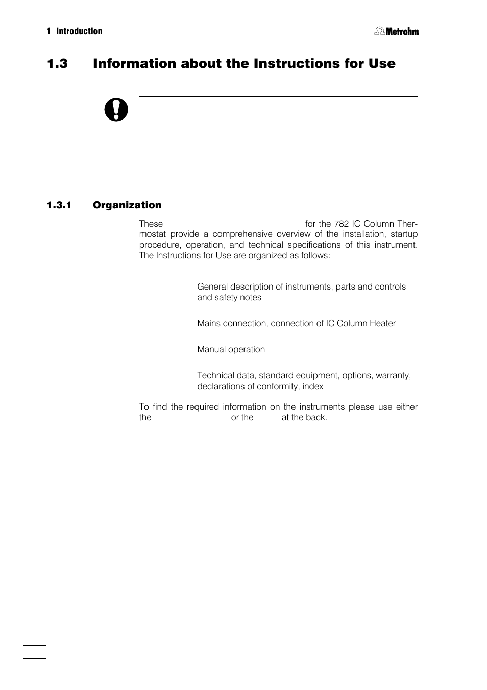 3 information about the instructions for use, 1 organization | Metrohm 782 IC Column Thermostat User Manual | Page 7 / 25