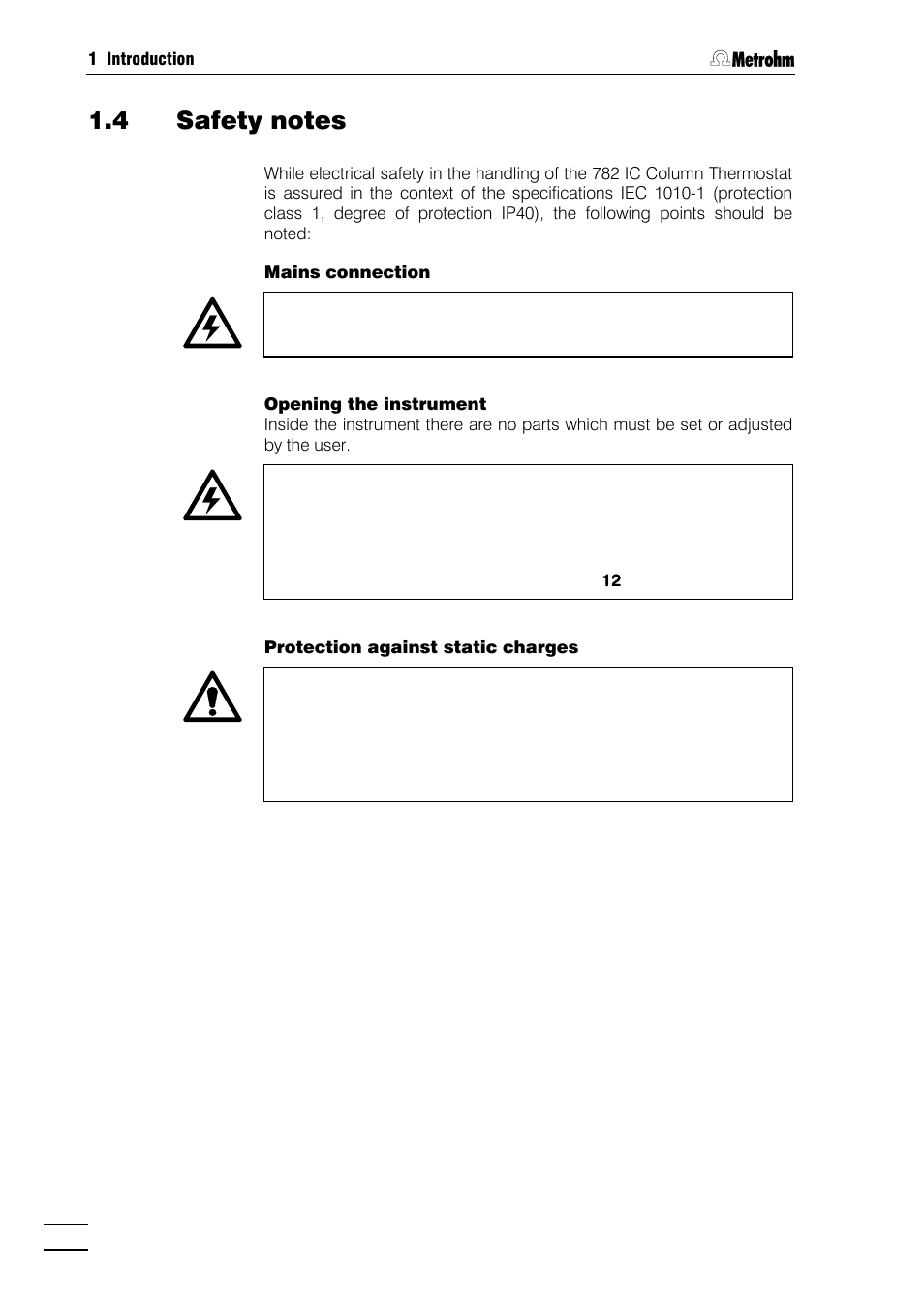 4 safety notes | Metrohm 782 IC Column Thermostat User Manual | Page 9 / 25