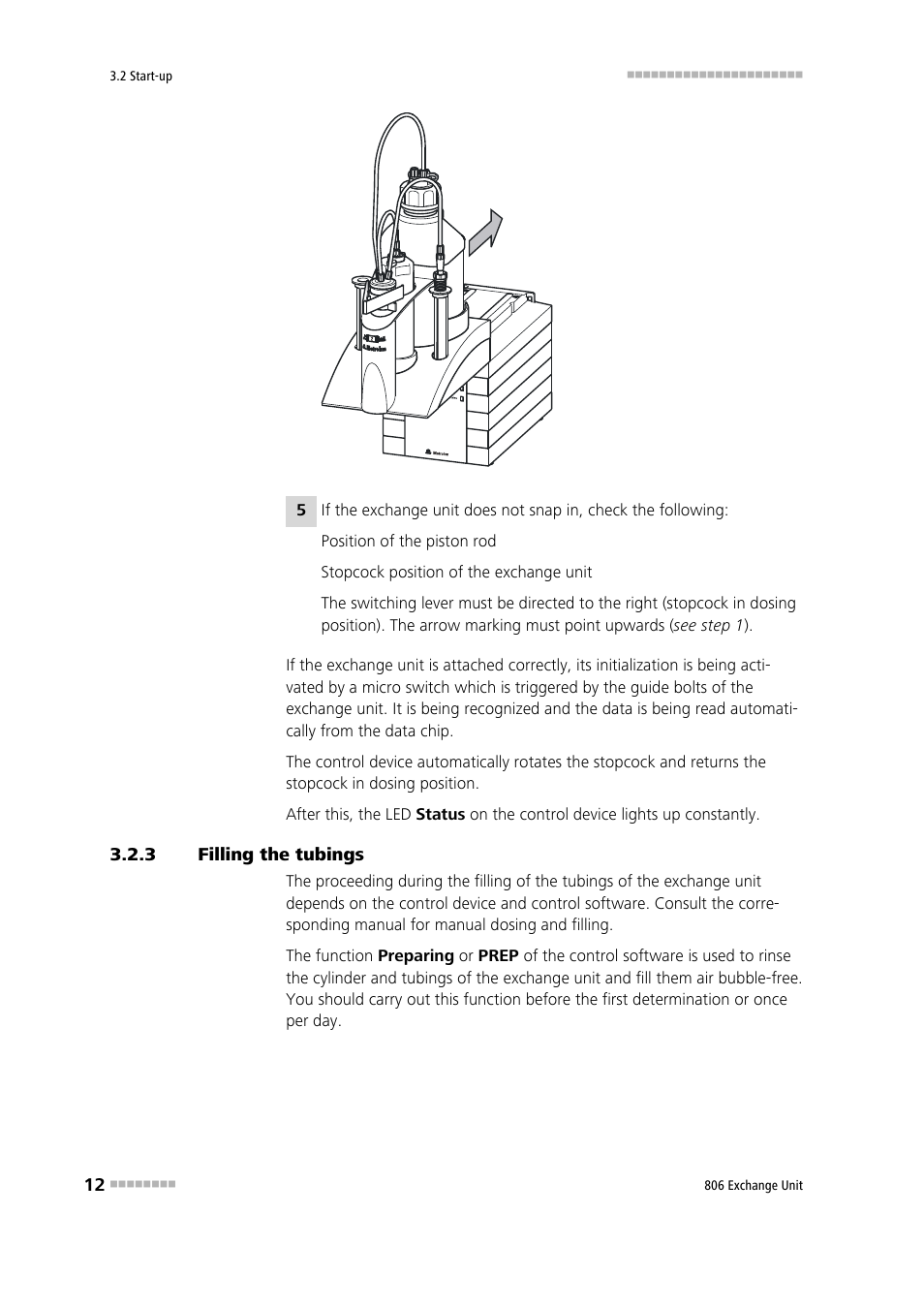 3 filling the tubings, Filling the tubings | Metrohm 806 Exchange Unit User Manual | Page 20 / 44