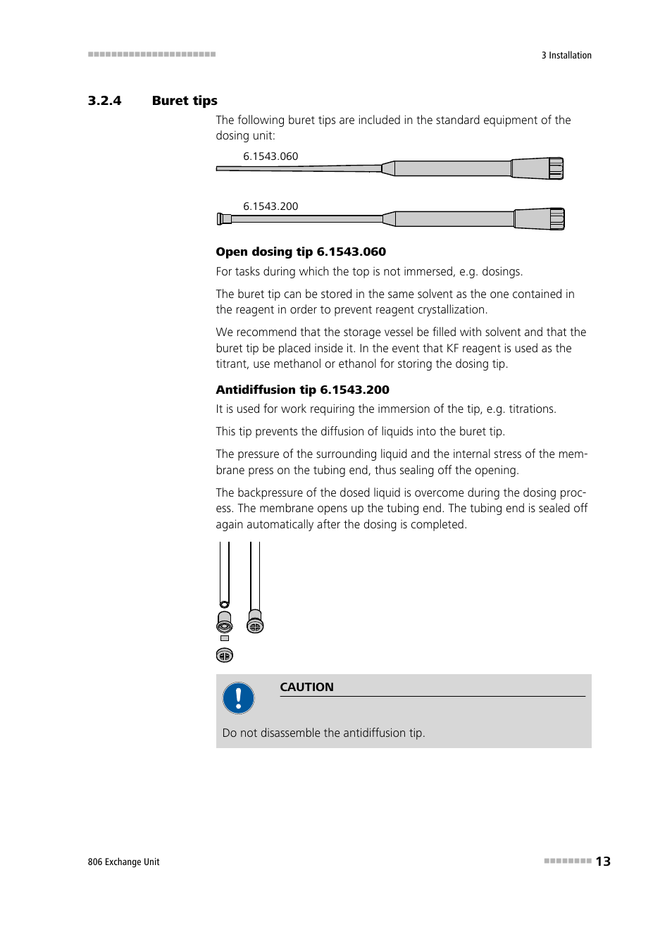 4 buret tips, Buret tips | Metrohm 806 Exchange Unit User Manual | Page 21 / 44
