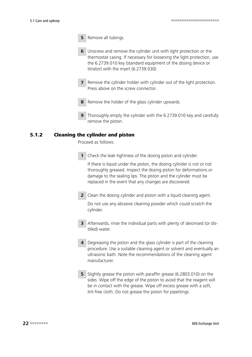 2 cleaning the cylinder and piston, Cleaning the cylinder and piston | Metrohm 806 Exchange Unit User Manual | Page 30 / 44
