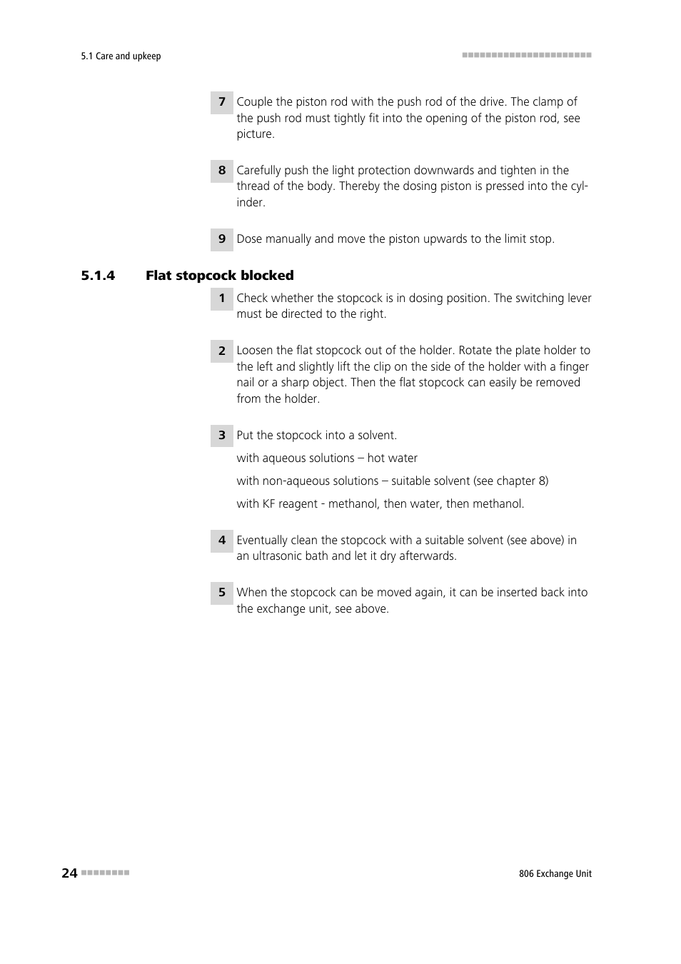 4 flat stopcock blocked, Flat stopcock blocked | Metrohm 806 Exchange Unit User Manual | Page 32 / 44