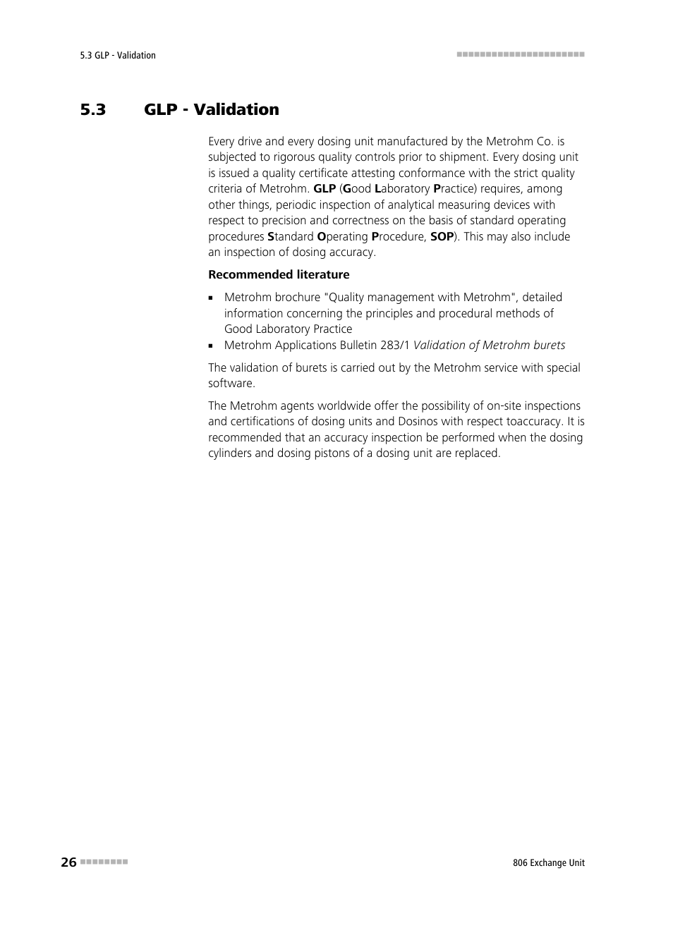 3 glp - validation, Glp - validation | Metrohm 806 Exchange Unit User Manual | Page 34 / 44