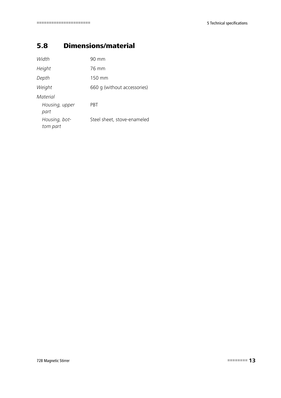 8 dimensions/material, Dimensions/material | Metrohm 728 Magnetic Stirrer User Manual | Page 21 / 32
