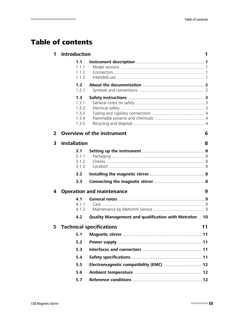 Metrohm 728 Magnetic Stirrer User Manual | Page 5 / 32
