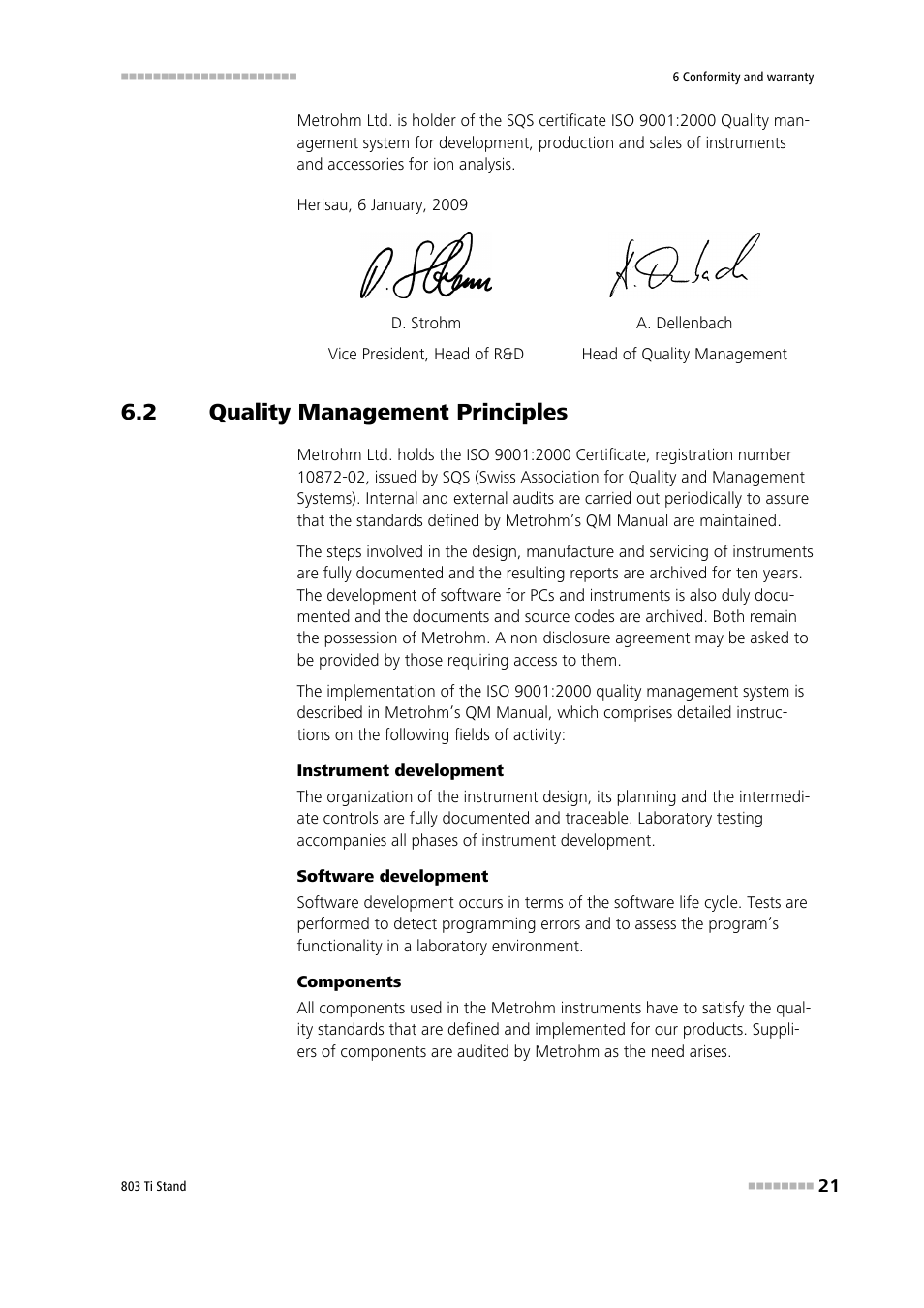 2 quality management principles, Quality management principles | Metrohm 803 Ti Stand User Manual | Page 29 / 38