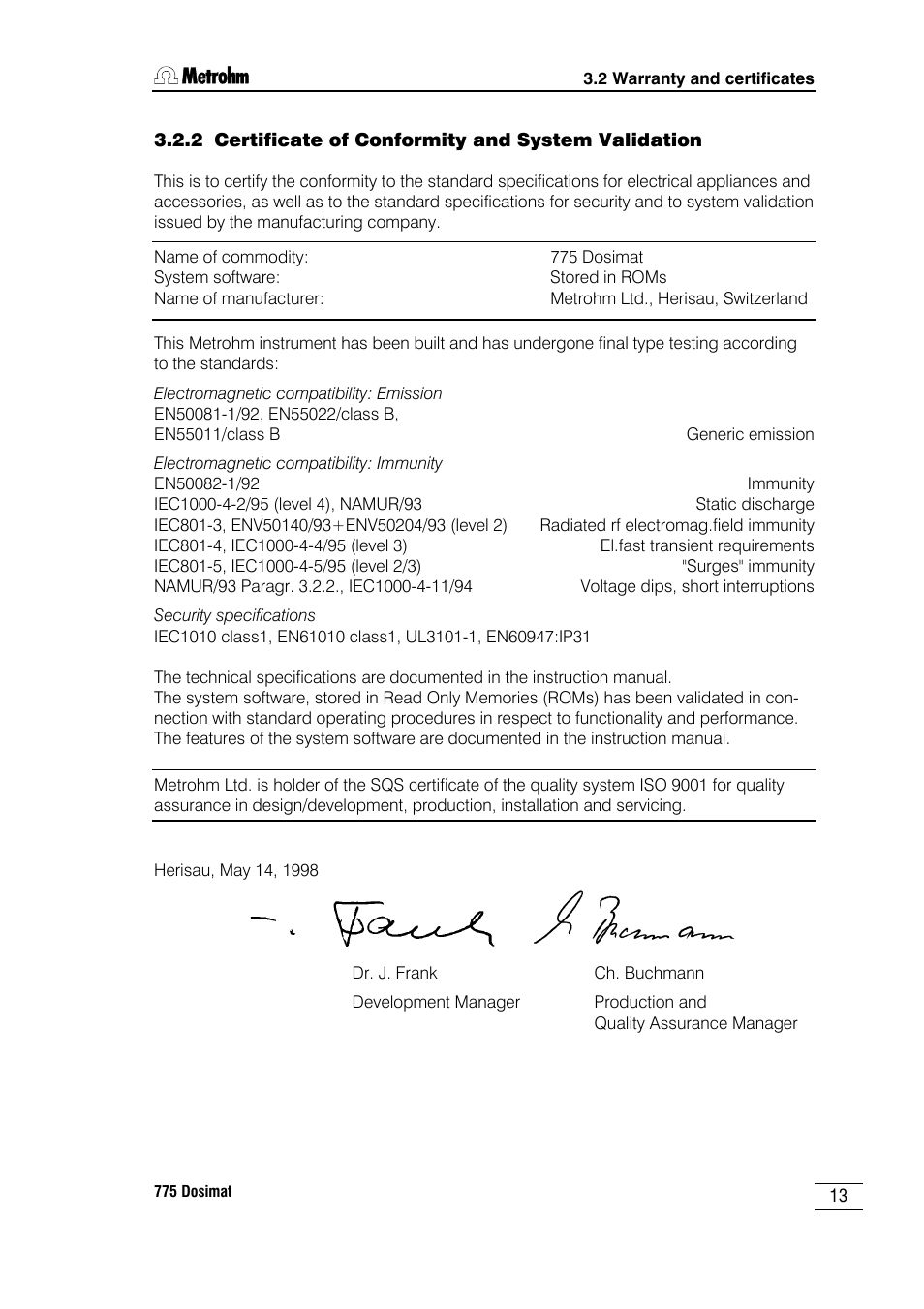 Metrohm 775 Dosimat User Manual | Page 17 / 20