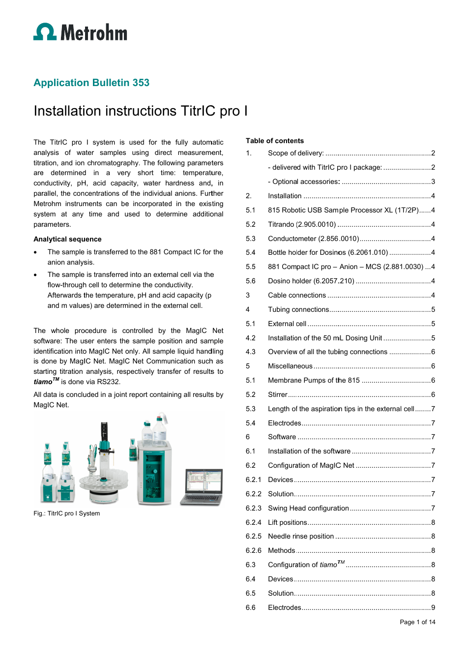 Metrohm TitrIC pro I User Manual | 14 pages