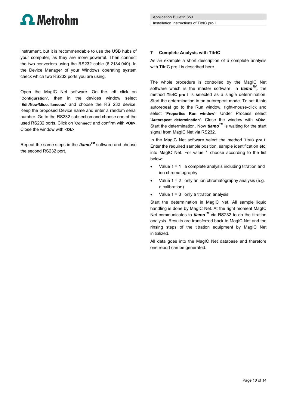Metrohm TitrIC pro I User Manual | Page 10 / 14