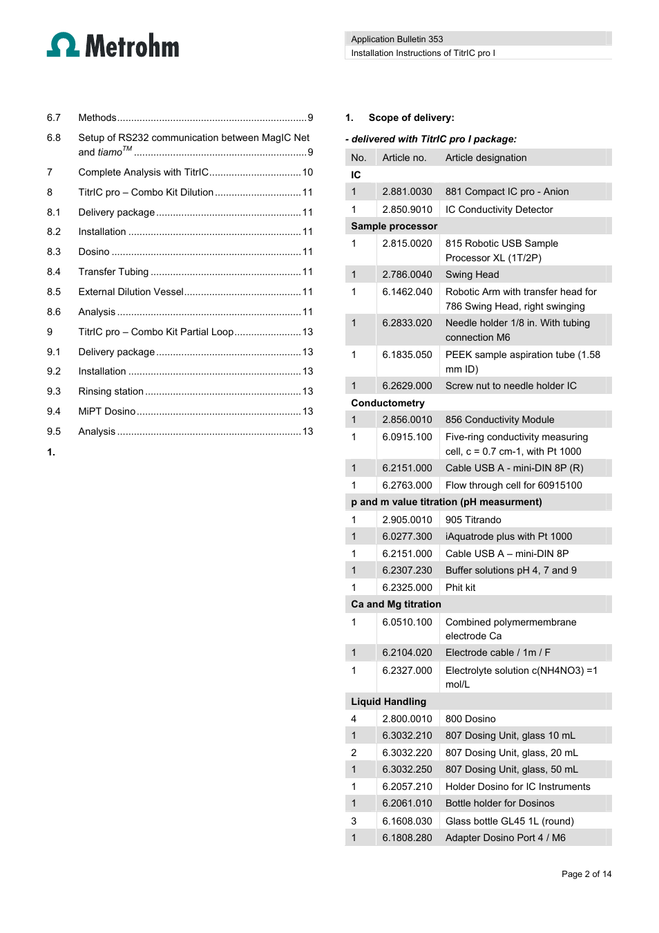 Metrohm TitrIC pro I User Manual | Page 2 / 14