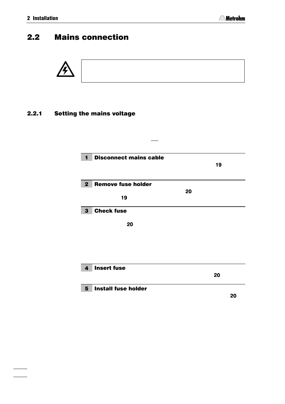 2 mains connection | Metrohm 753 Suppressor Module User Manual | Page 11 / 47