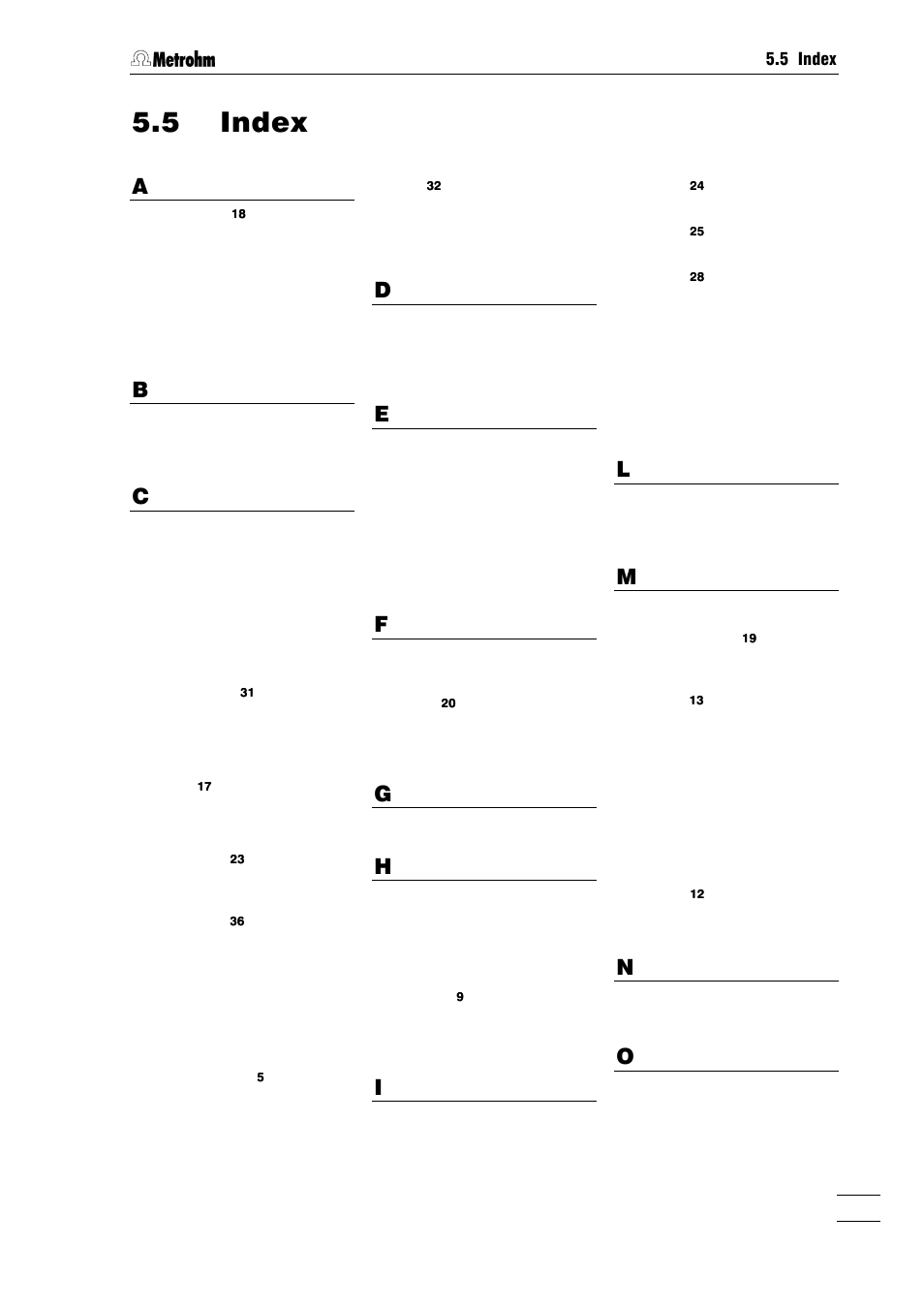 5 index | Metrohm 753 Suppressor Module User Manual | Page 46 / 47