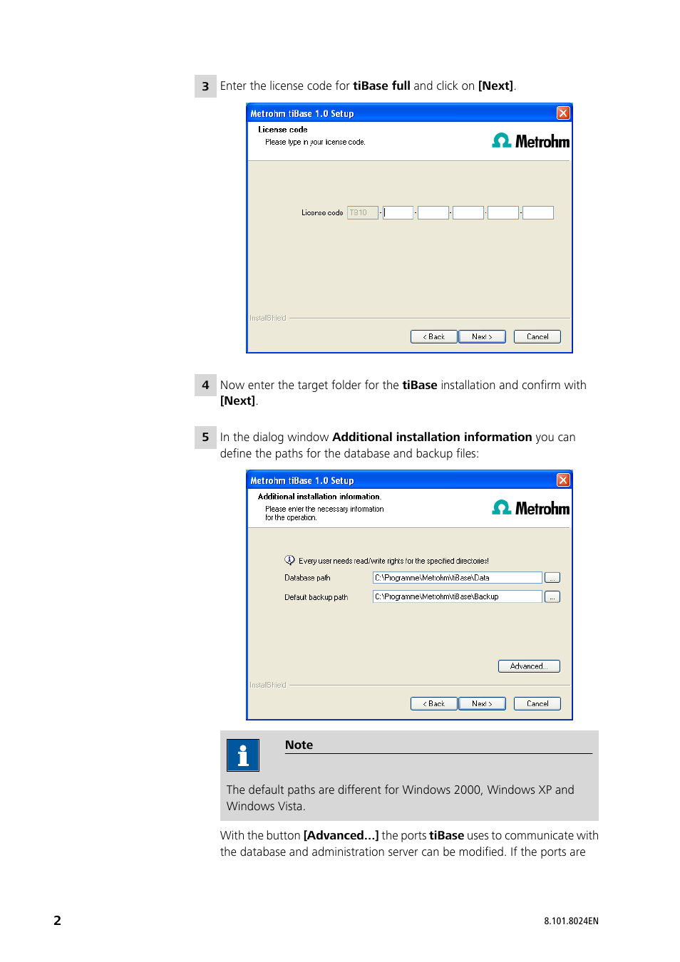 Metrohm tiBase 1.0 Installation User Manual | Page 2 / 7