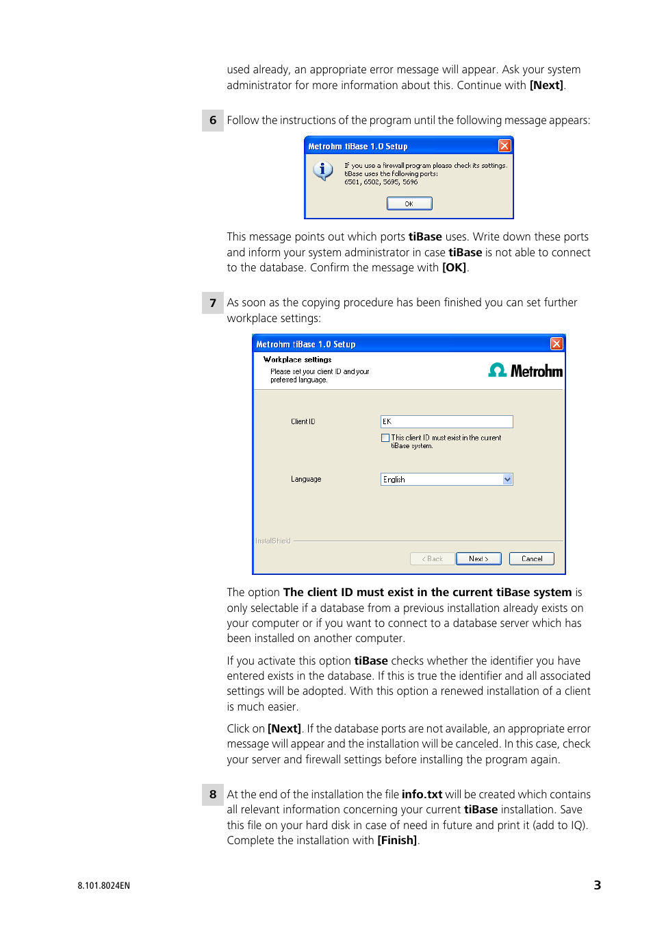 Metrohm tiBase 1.0 Installation User Manual | Page 3 / 7