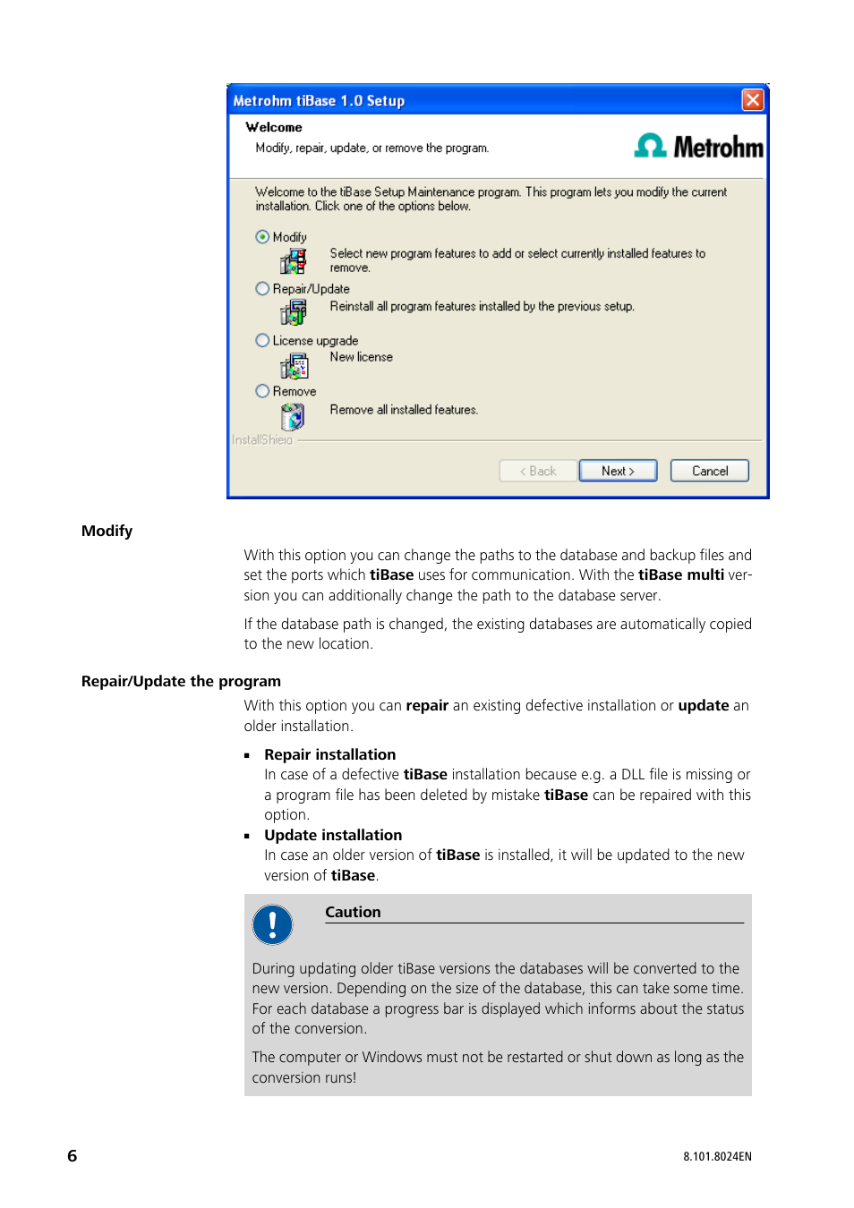 Metrohm tiBase 1.0 Installation User Manual | Page 6 / 7