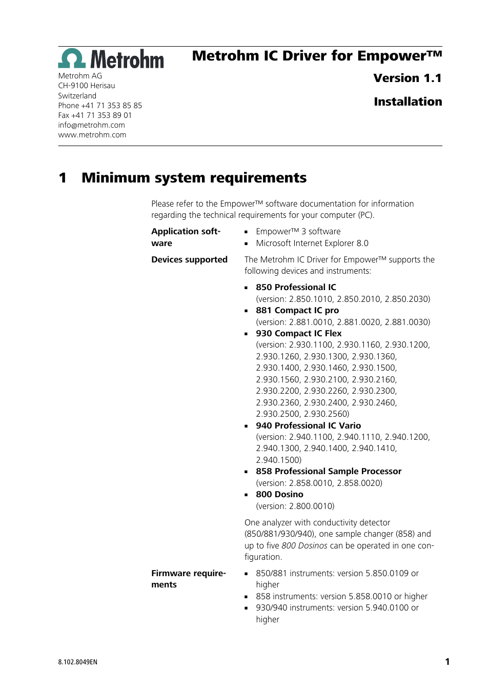 Metrohm MagIC Net Empower Driver User Manual | 5 pages