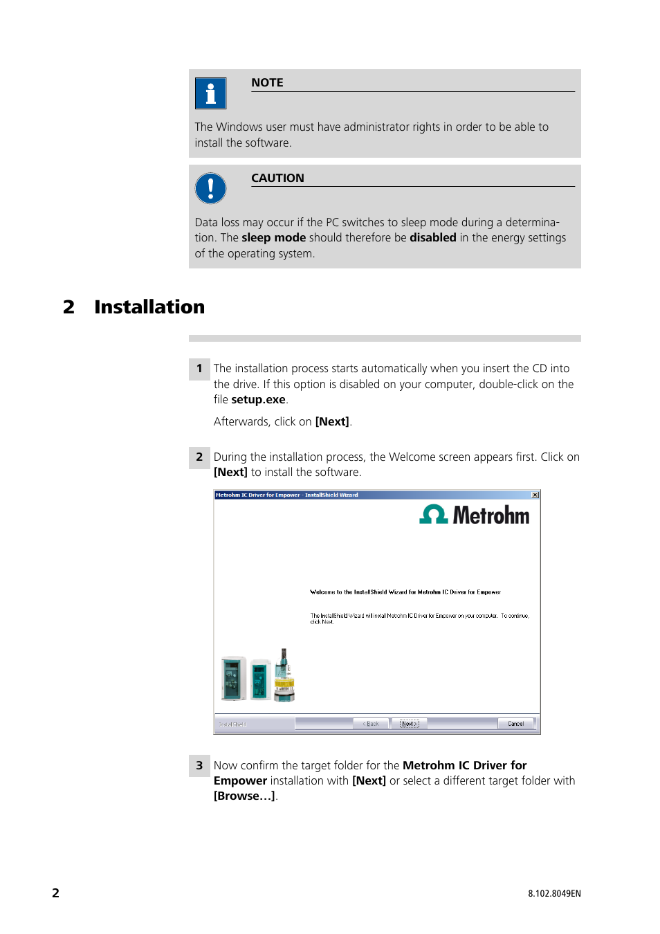 2 installation | Metrohm MagIC Net Empower Driver User Manual | Page 2 / 5