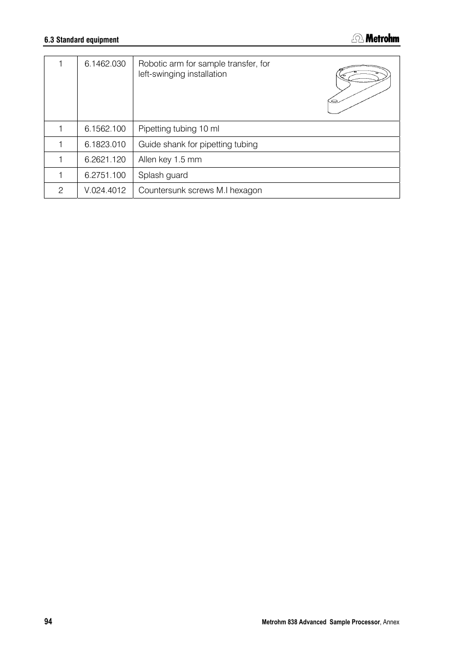 Metrohm 838 Advanced Sample Processor Installation Instructions User Manual | Page 100 / 109