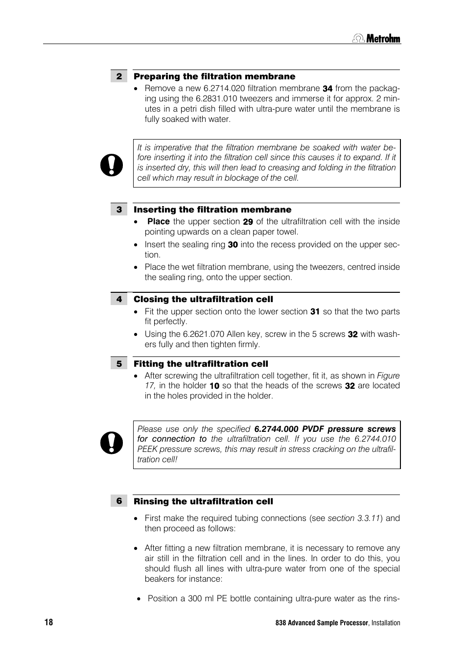 Metrohm 838 Advanced Sample Processor Installation Instructions User Manual | Page 24 / 109