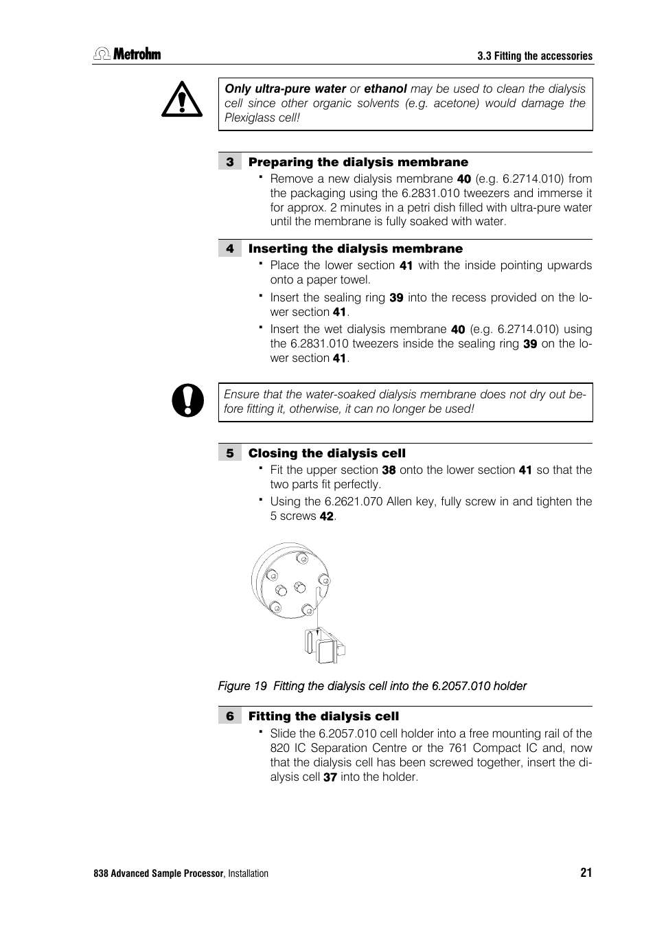 Metrohm 838 Advanced Sample Processor Installation Instructions User Manual | Page 27 / 109