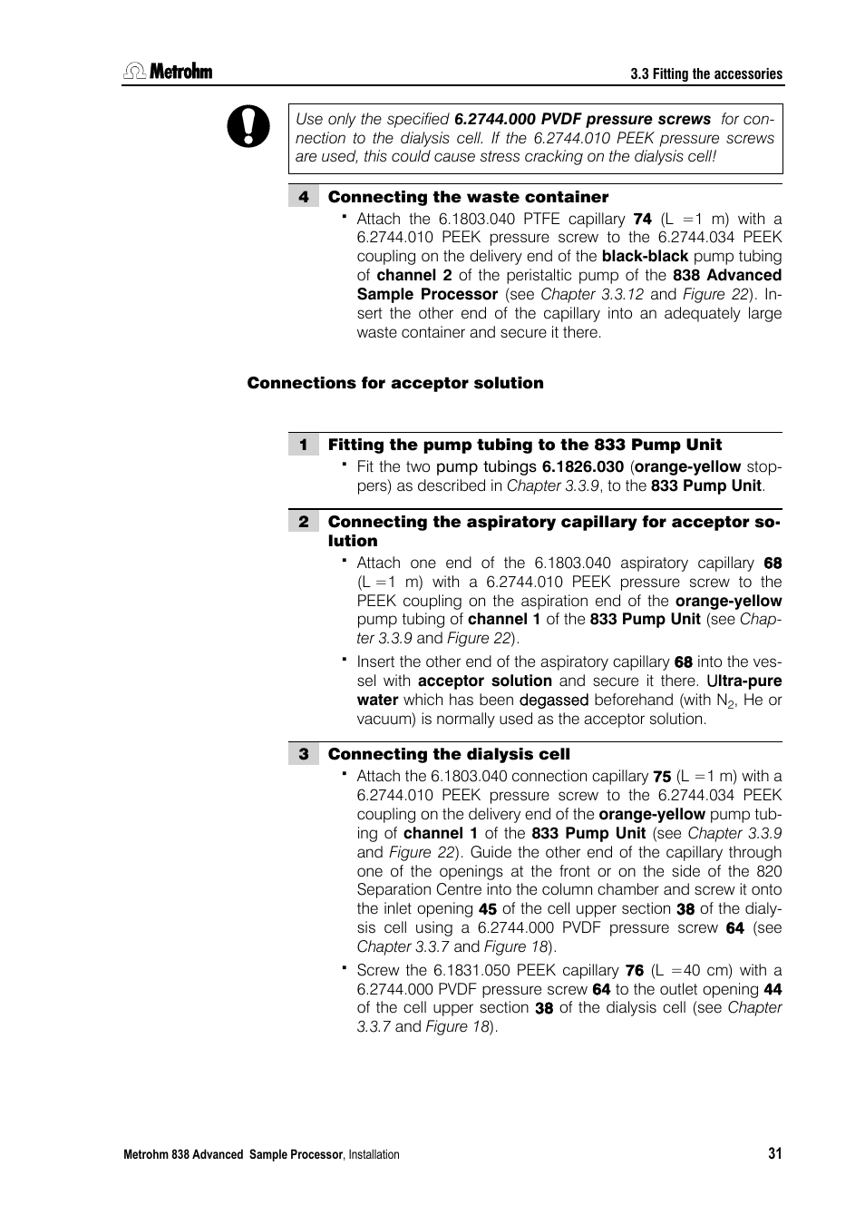 Metrohm 838 Advanced Sample Processor Installation Instructions User Manual | Page 37 / 109