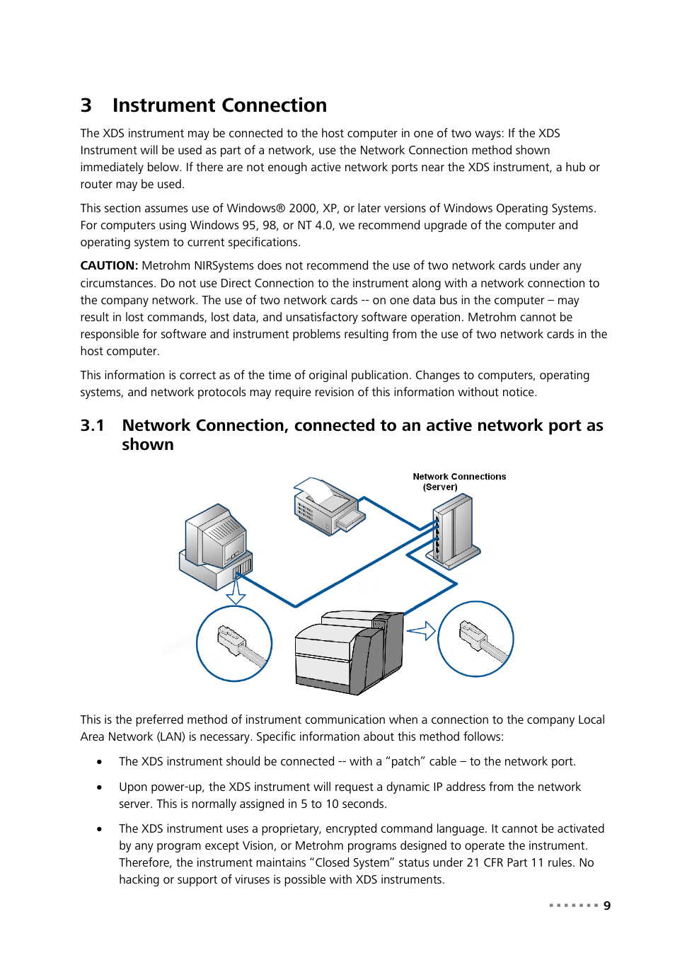 3 instrument connection, Instrument connection, 3instrument connection | Metrohm NIRS XDS Interactance OptiProbe Analyzer User Manual | Page 11 / 95