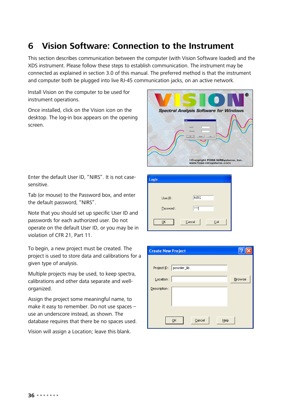 6 vision software: connection to the instrument, Vision software: connection to the instrument, 6vision software: connection to the instrument | Metrohm NIRS XDS Interactance OptiProbe Analyzer User Manual | Page 38 / 95