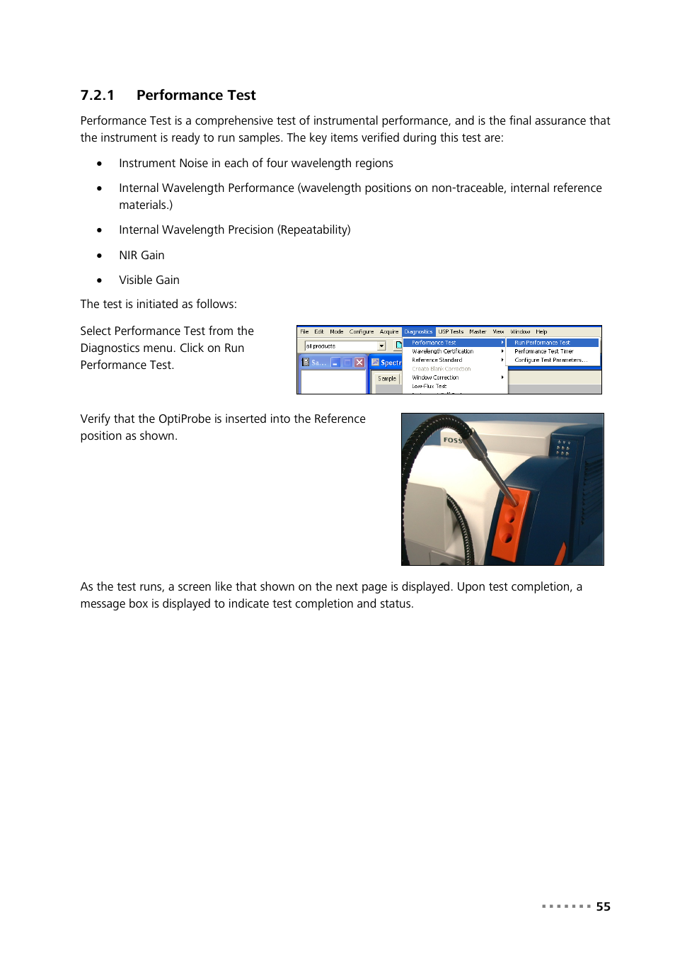 1 performance test, Performance test | Metrohm NIRS XDS Interactance OptiProbe Analyzer User Manual | Page 57 / 95