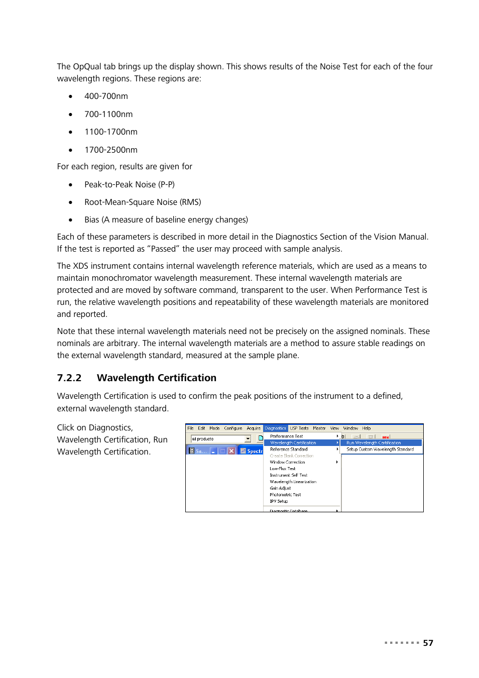 2 wavelength certification, Wavelength certification | Metrohm NIRS XDS Interactance OptiProbe Analyzer User Manual | Page 59 / 95