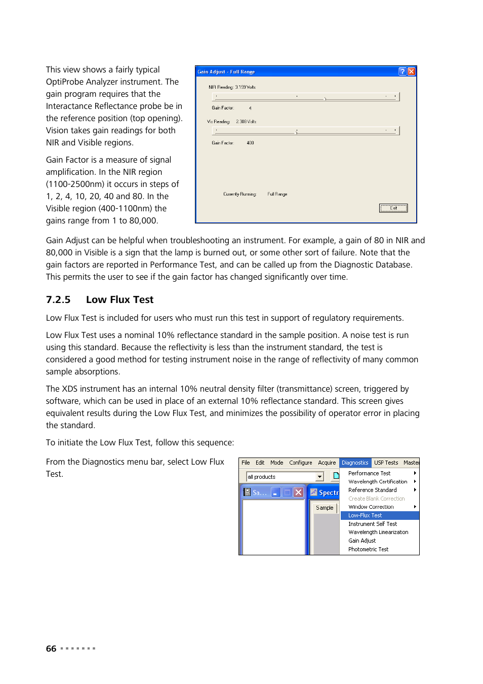 5 low flux test, Low flux test | Metrohm NIRS XDS Interactance OptiProbe Analyzer User Manual | Page 68 / 95