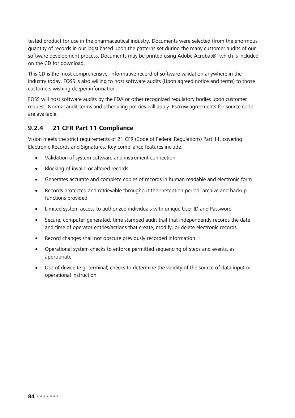 4 21 cfr part 11 compliance, 21 cfr part 11 compliance | Metrohm NIRS XDS Interactance OptiProbe Analyzer User Manual | Page 86 / 95