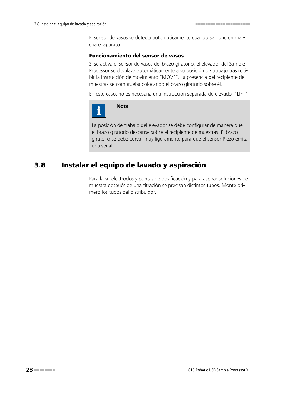 8 instalar el equipo de lavado y aspiración, Instalar el equipo de lavado y aspiración | Metrohm 815 Robotic USB Sample Processor XL User Manual | Page 36 / 114