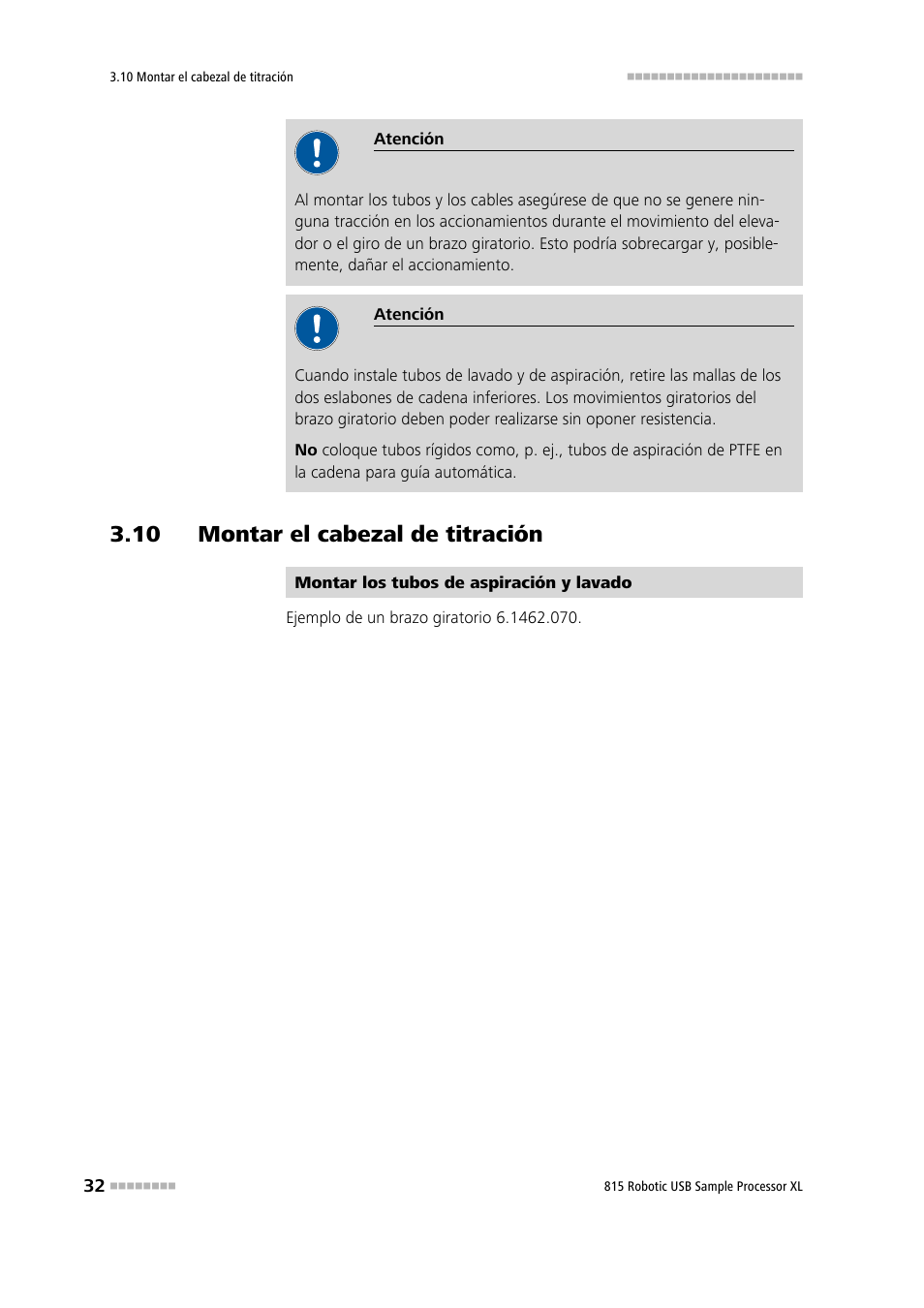 10 montar el cabezal de titración | Metrohm 815 Robotic USB Sample Processor XL User Manual | Page 40 / 114