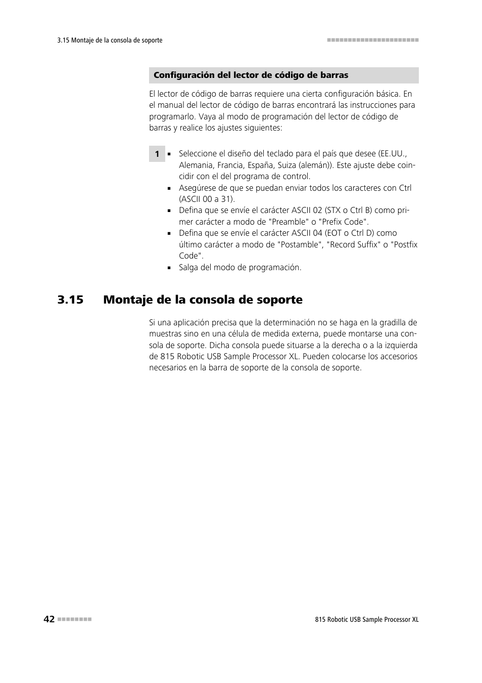 15 montaje de la consola de soporte | Metrohm 815 Robotic USB Sample Processor XL User Manual | Page 50 / 114