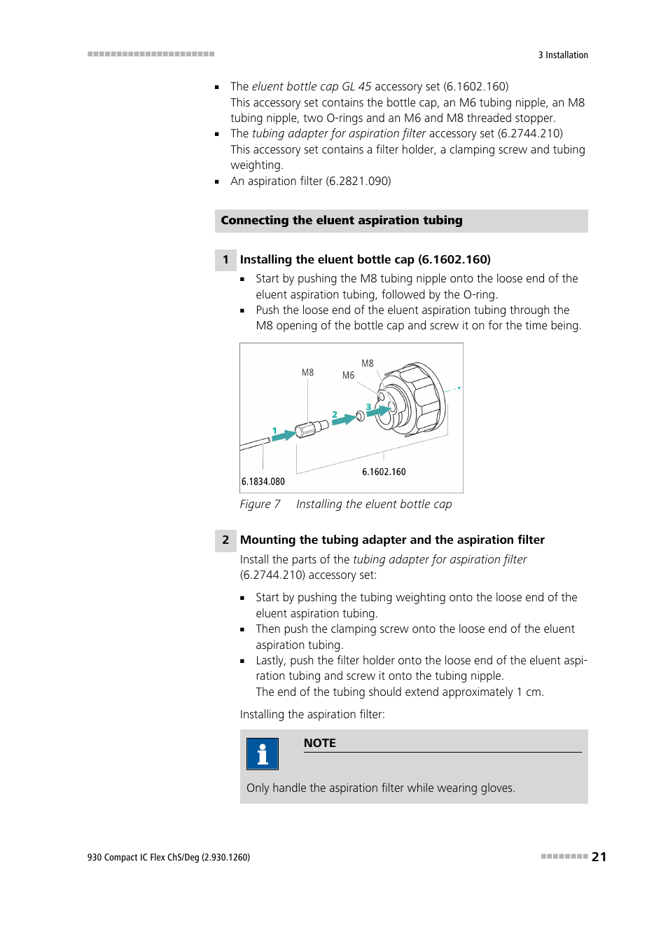 Figure 7, Installing the eluent bottle cap | Metrohm 930 Compact IC Flex ChS/Deg User Manual | Page 29 / 107