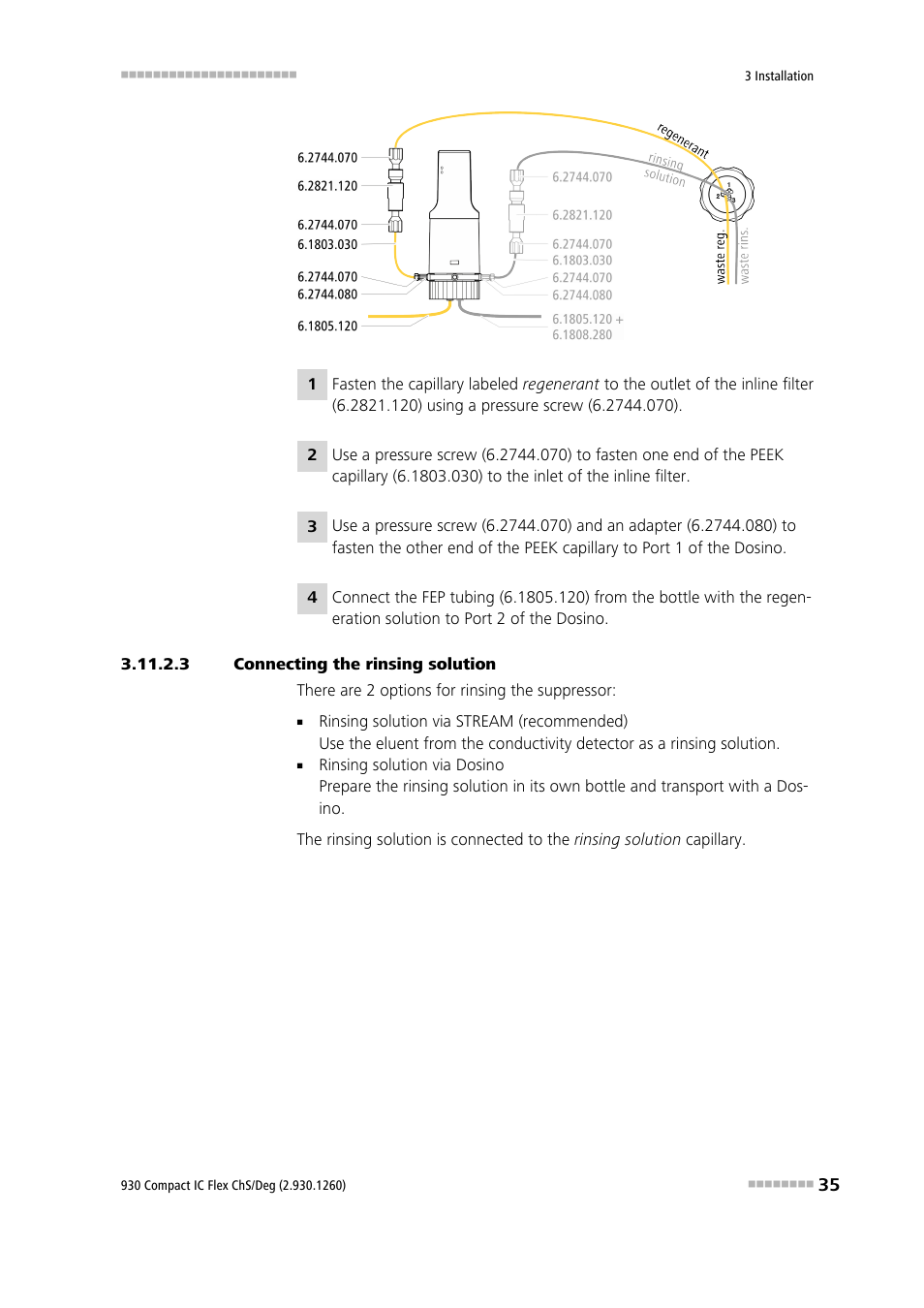 3 connecting the rinsing solution | Metrohm 930 Compact IC Flex ChS/Deg User Manual | Page 43 / 107