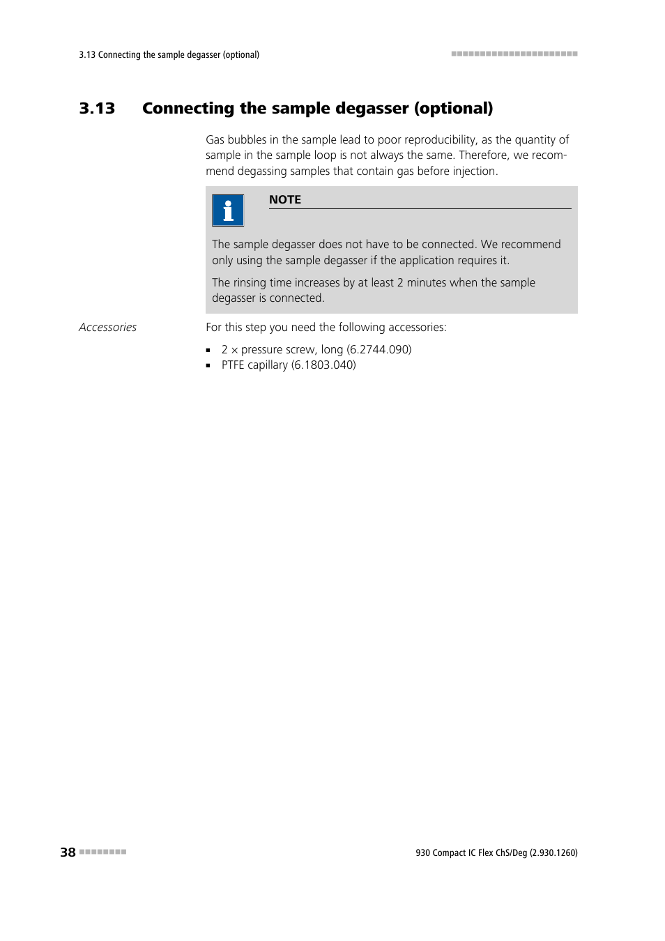13 connecting the sample degasser (optional) | Metrohm 930 Compact IC Flex ChS/Deg User Manual | Page 46 / 107