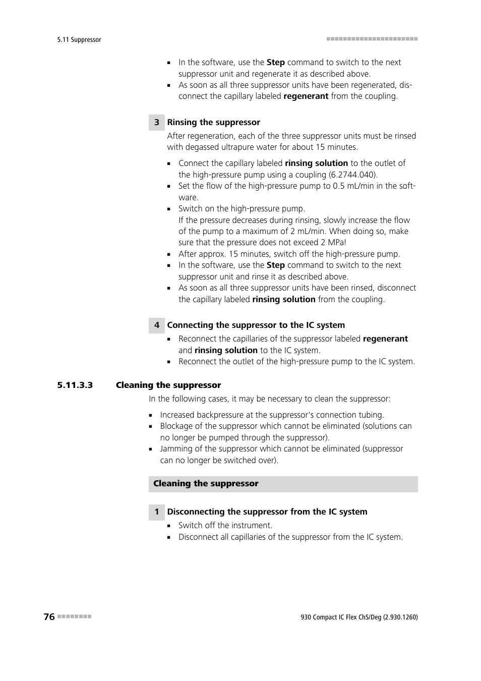 3 cleaning the suppressor | Metrohm 930 Compact IC Flex ChS/Deg User Manual | Page 84 / 107