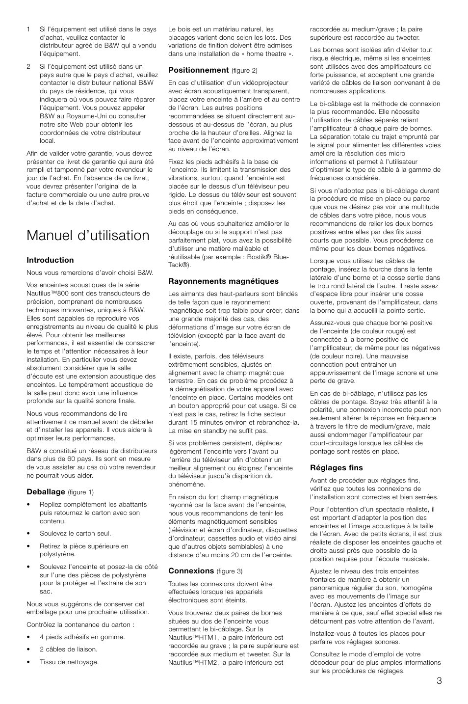 Manuel d’utilisation | Bowers & Wilkins HTM1 User Manual | Page 6 / 31