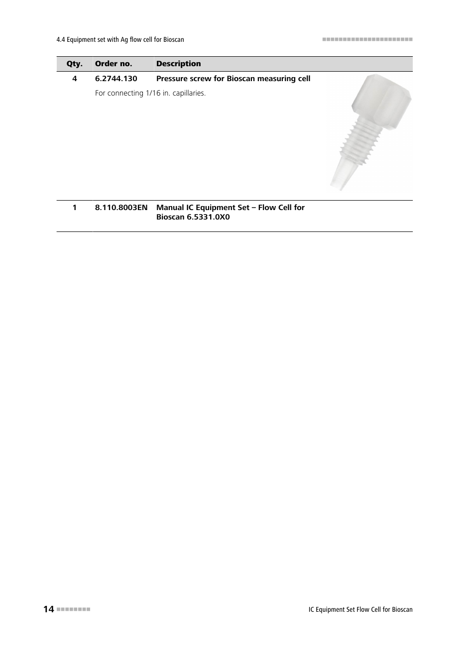 Metrohm Flow Cell for Bioscan – 6.5331.0X0 User Manual | Page 20 / 21