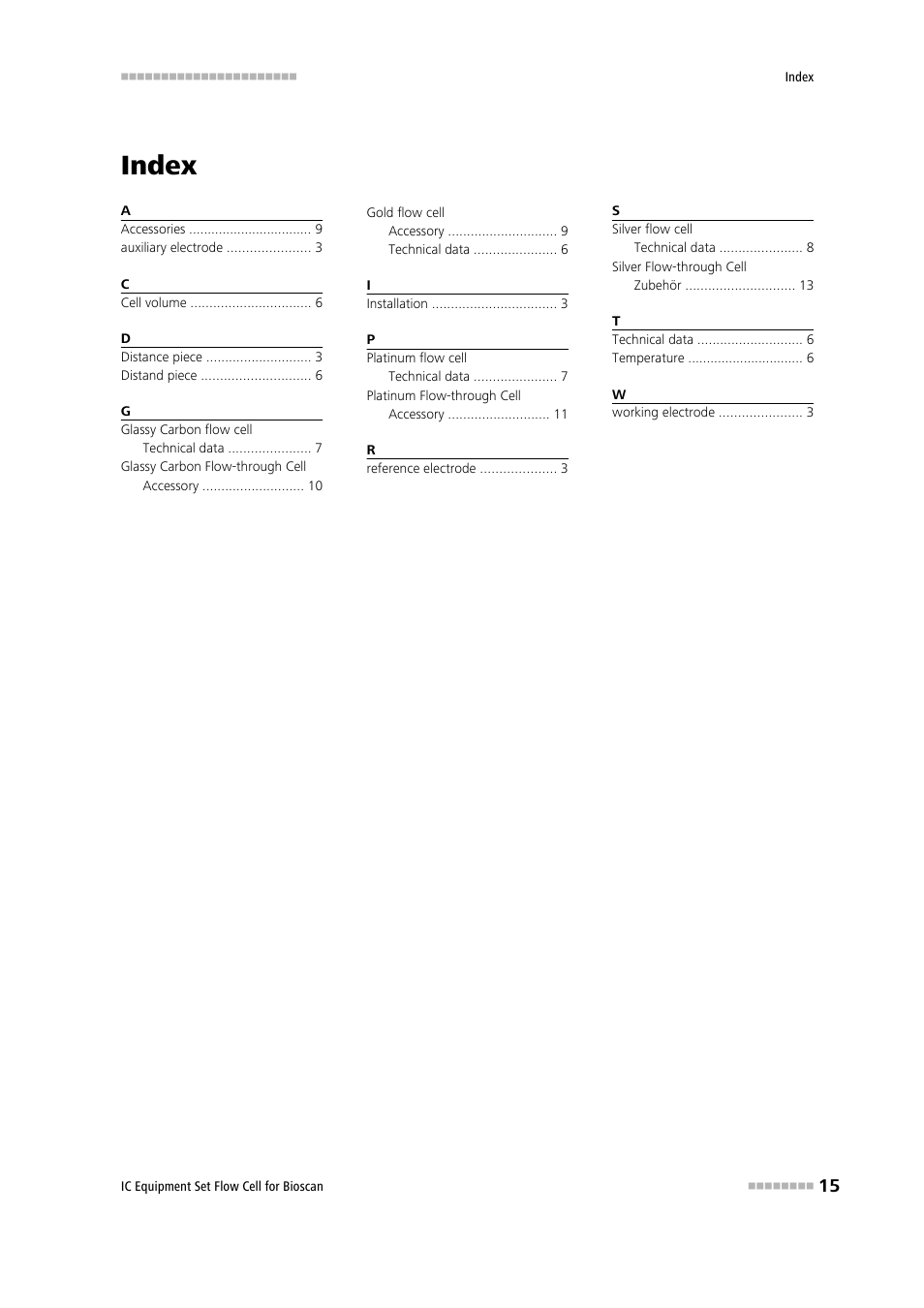 Index | Metrohm Flow Cell for Bioscan – 6.5331.0X0 User Manual | Page 21 / 21