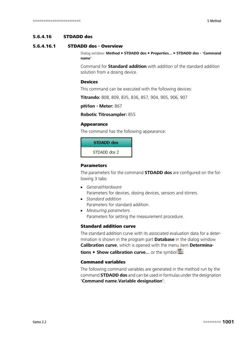 16 stdadd dos, 1 stdadd dos - overview, Stdadd dos | Metrohm tiamo 2.2 Manual User Manual | Page 1015 / 1574