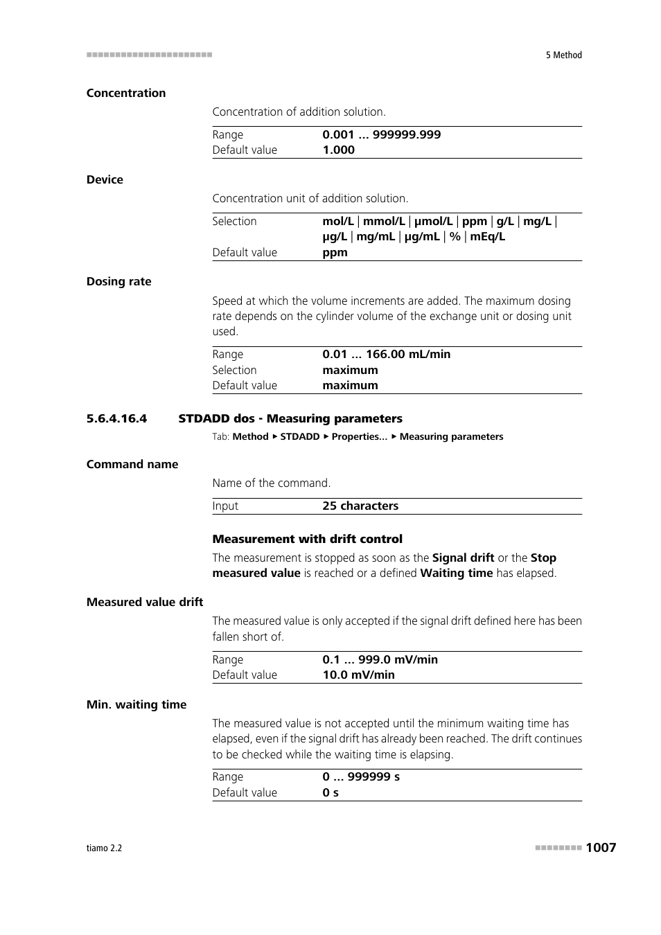 4 stdadd dos - measuring parameters | Metrohm tiamo 2.2 Manual User Manual | Page 1021 / 1574