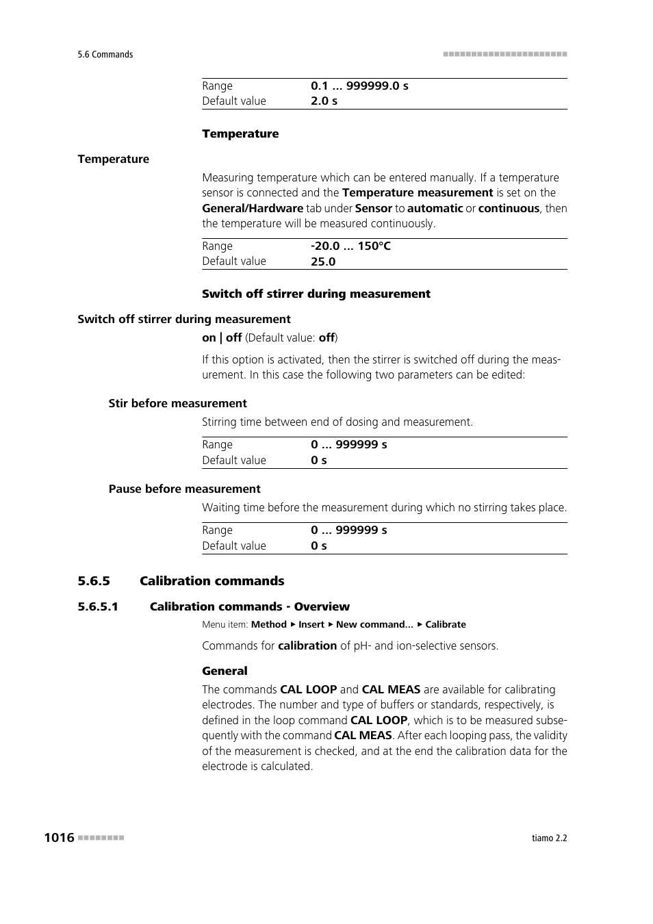 5 calibration commands, 1 calibration commands - overview, Calibration commands 6 | Metrohm tiamo 2.2 Manual User Manual | Page 1030 / 1574