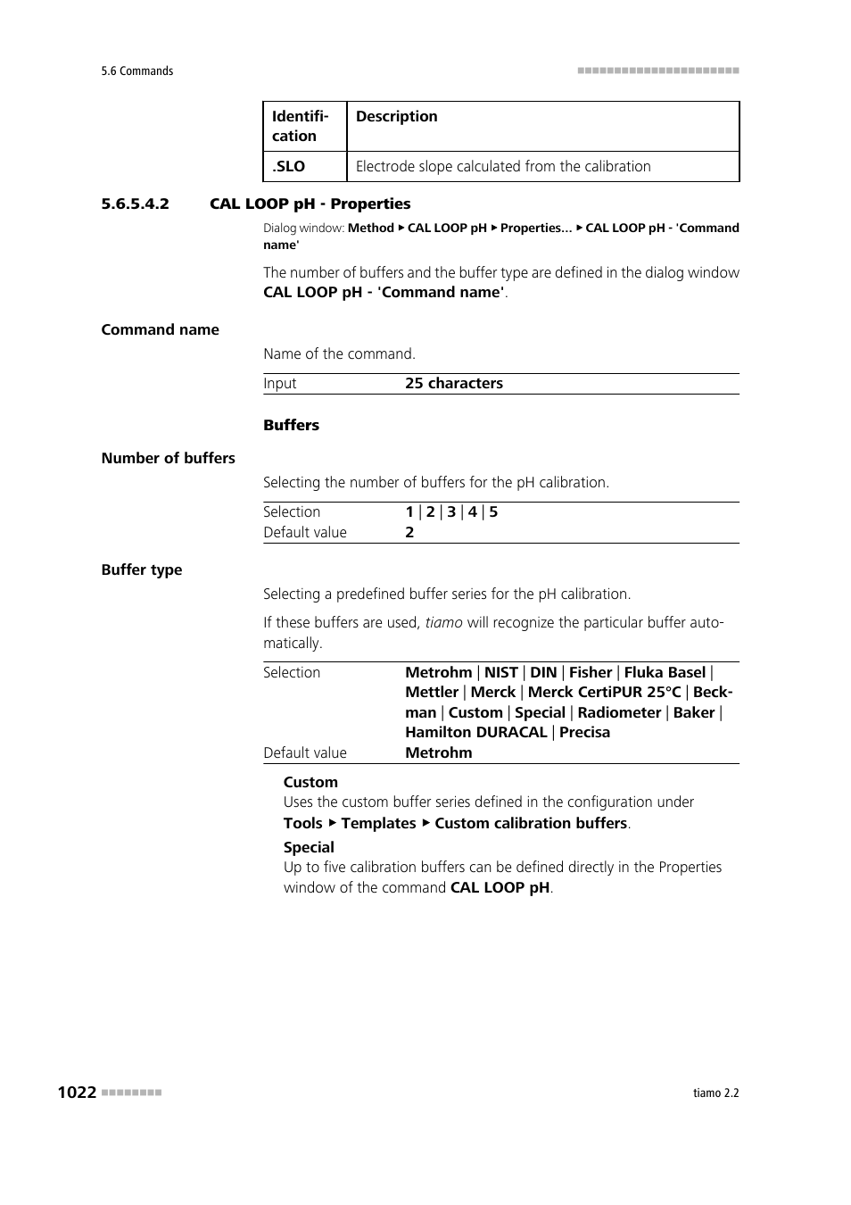 2 cal loop ph - properties | Metrohm tiamo 2.2 Manual User Manual | Page 1036 / 1574