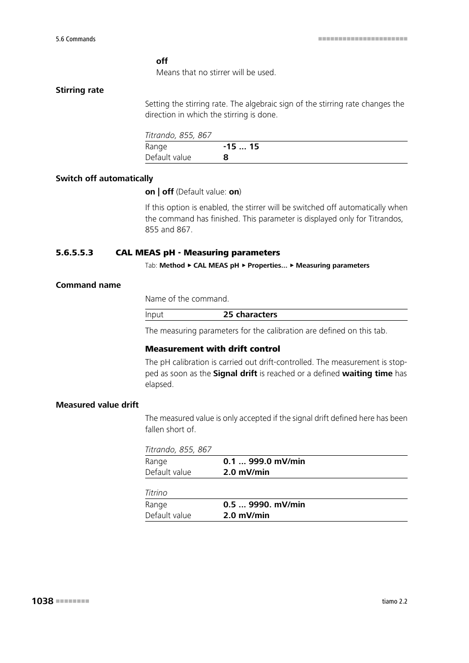 3 cal meas ph - measuring parameters | Metrohm tiamo 2.2 Manual User Manual | Page 1052 / 1574