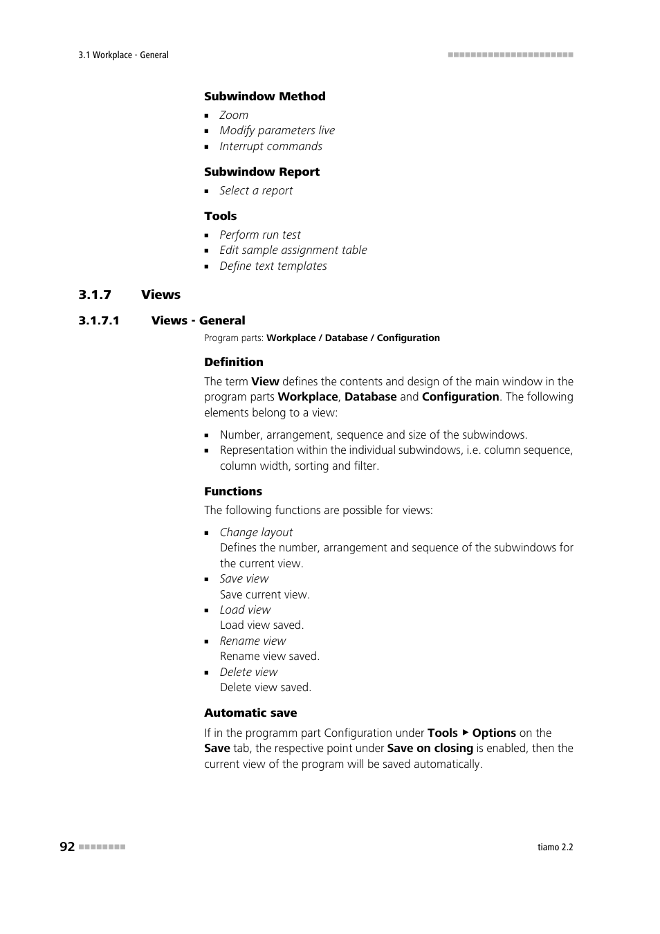 7 views, 1 views - general, Views | Views 0 | Metrohm tiamo 2.2 Manual User Manual | Page 106 / 1574