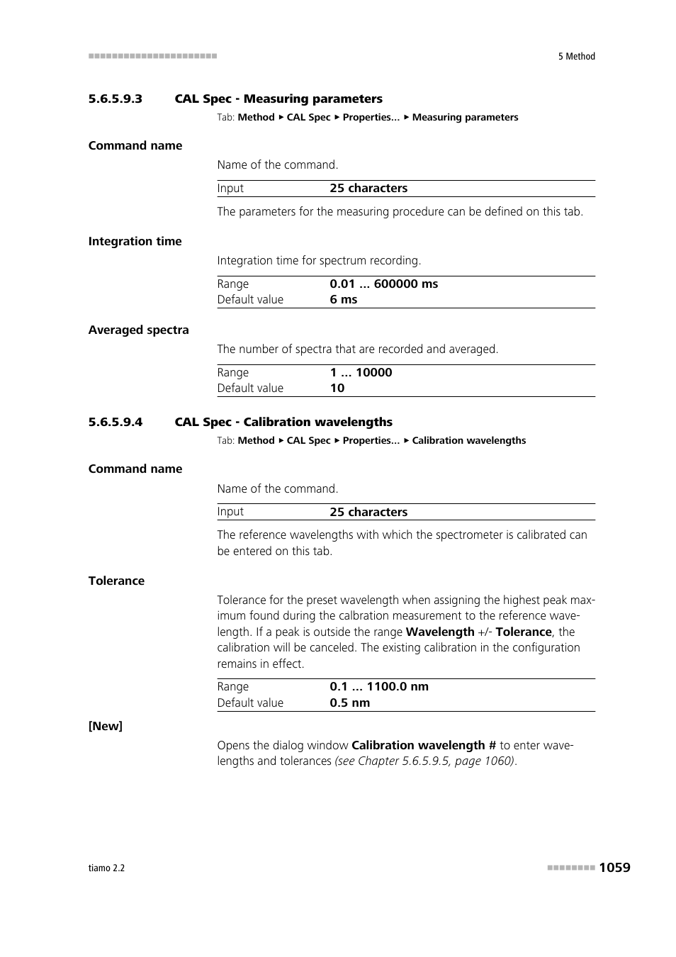 3 cal spec - measuring parameters, 4 cal spec - calibration wavelengths | Metrohm tiamo 2.2 Manual User Manual | Page 1073 / 1574