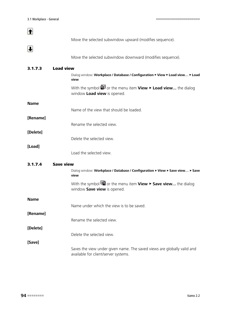 3 load view, 4 save view, Load workplace view | Save workplace view, Save view, Load view | Metrohm tiamo 2.2 Manual User Manual | Page 108 / 1574